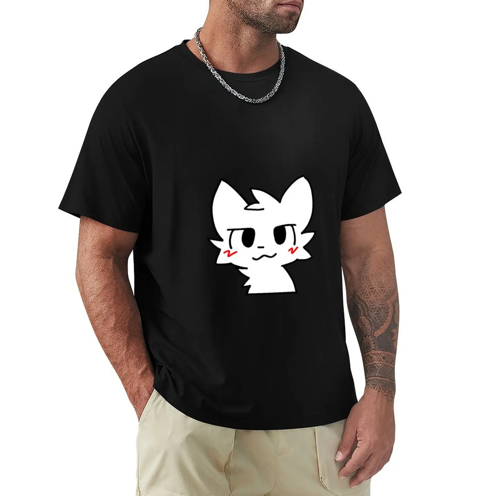 

Blushing cat T-Shirt Luxury man blue archive graphic t shirt vintage customs design your own Men's t-shirts