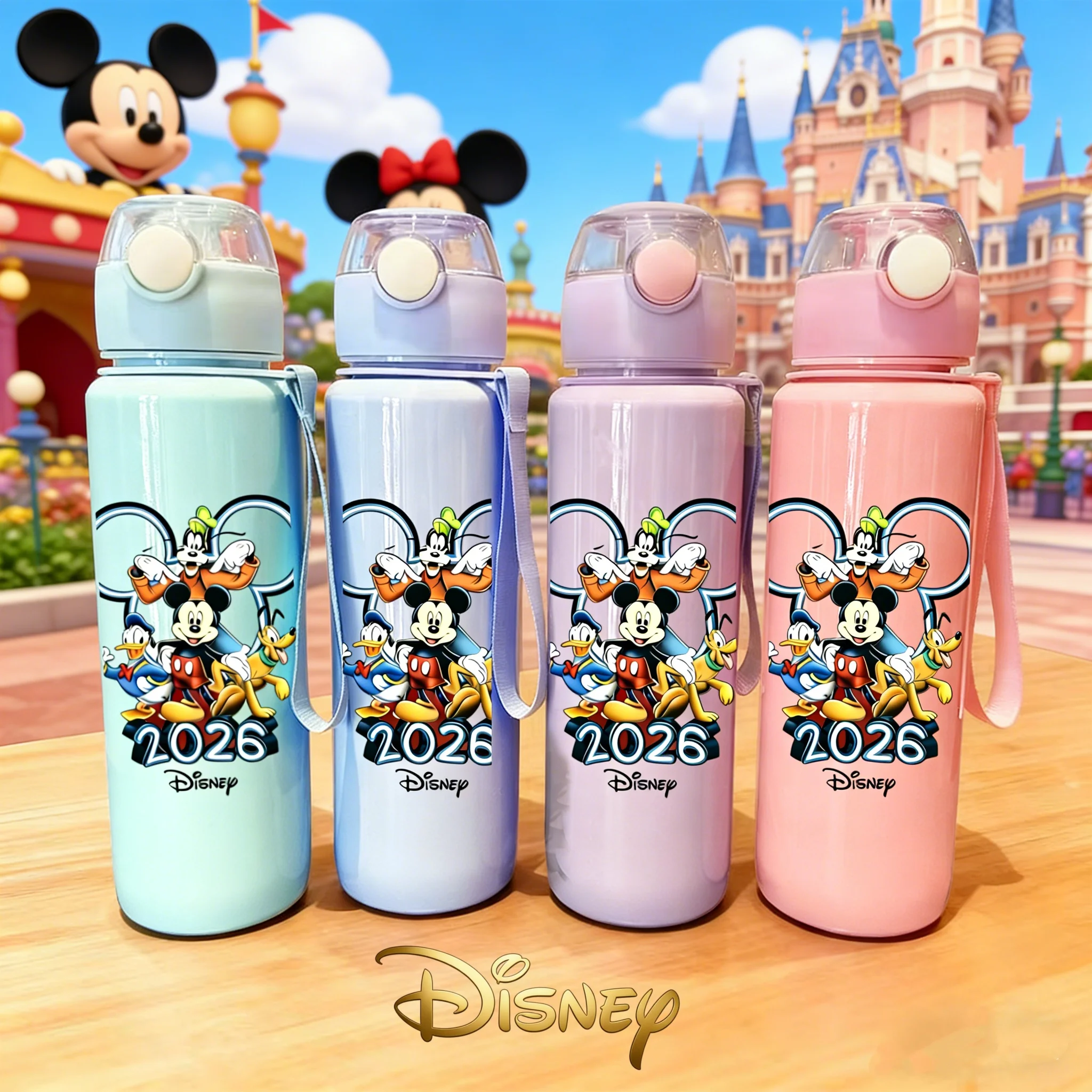 

Бутылка для воды с 3D-печатью Дисней Микки Маус, лимитированная серия 2026 года, очаровательный дизайн, устойчивая к выцветанию, коллекционная, для путешествий и праздников