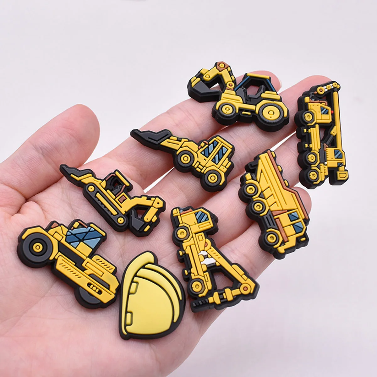 12pcs Engineering Vehicles Set Shoe Charms Accessories for Slide Sandals Garden Shoe Buckles Clogs Decoration Pins Boys Gifts