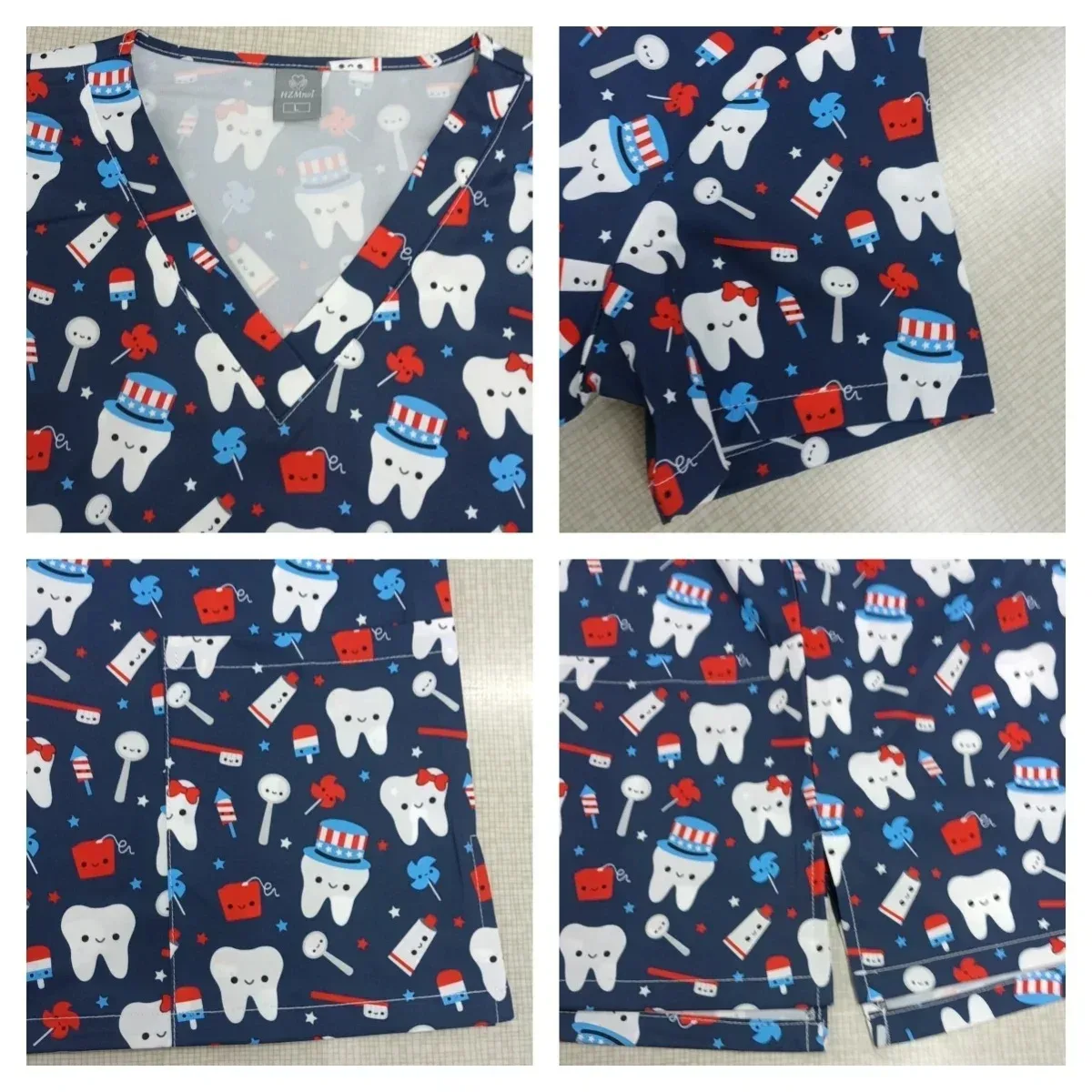 Женский хирургический топ с рождественским принтом и карманом, скраб с v-образным вырезом, униформа для спа-ухода, футболка для ухода за домашними животными, хирургическая униформа медсестры