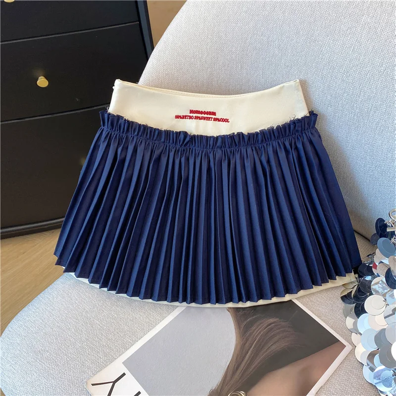 Bomon Y2K Japanese And Korean Minority Sexy Spice Girls Sweet Academy Style Low Waist Pleated Skirt Student Anti-Slip Skirt