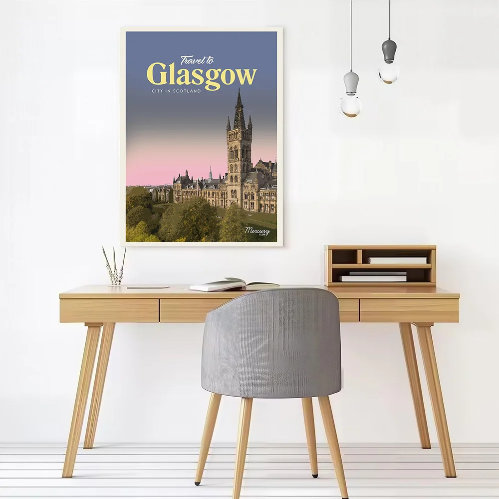 Visit Glasgow Canvas Wall Art Poster Custom Wall Paintings Personalized Photo Printing for Living Room Decorations Home Decor