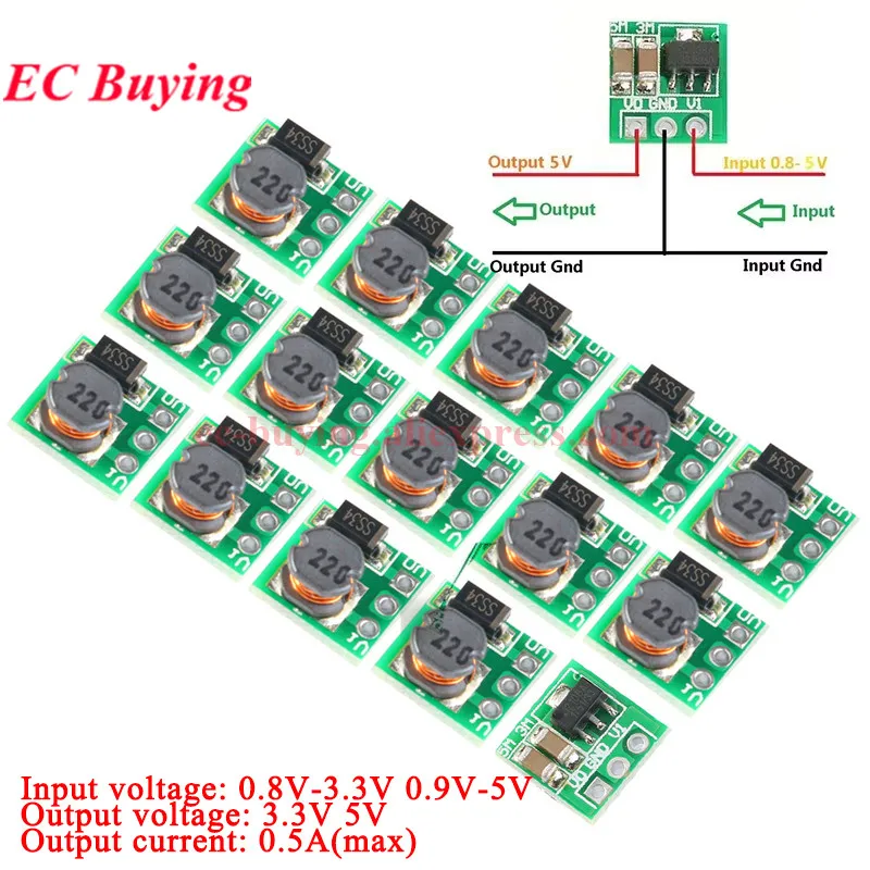 1Pc-100Pcs 0.9-5V To 5V DC-DC Step-Up Power Module Voltage Boost Converter Board 1.5V 1.8V 2.5V 3V 3.3V 3.7V 4.2V To 5V 500mA