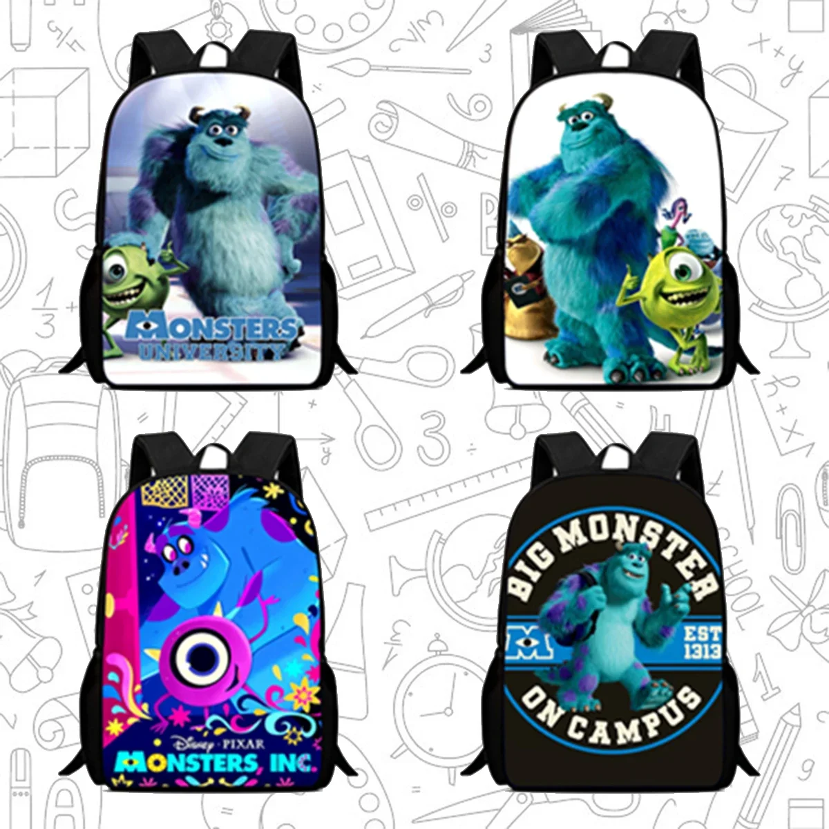 

Детский школьный рюкзак Mochila, мультяшные монстры, детские школьные сумки Inc для девочек и мальчиков, прочные и легкие сумки для детского сада