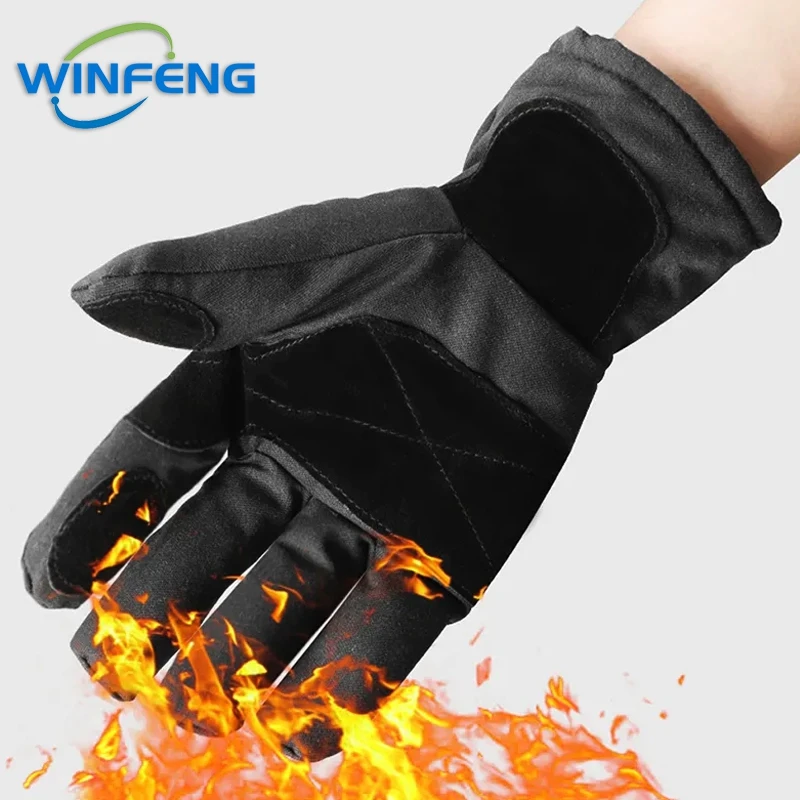 Guantes de mano protectores contra incendios, bomberos, policía, resistentes al desgaste, antideslizantes, espesan, ignífugos, guantes de seguridad