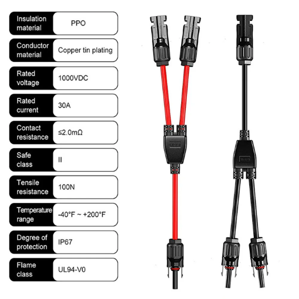 Photovoltaic Solar PV Connector Y/T Type 30A 1000V 1500V 3 4 5 Way Branch Connector Kit For  Panel T Y Branch Solar Splitter