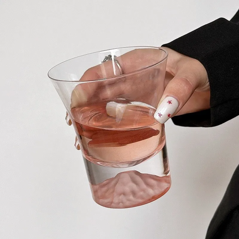 ins wind Mt. Fuji cup, pink mountain range Guanshan cup, coffee premium glass, whiskey glass, foreign wine cup
