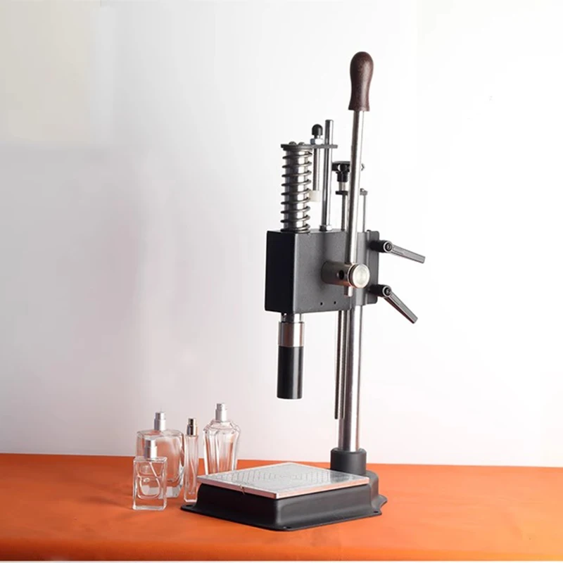Perfume Bottle Capping Machine Tabletop Manual Pneumatic For Collar Ring Crimping Vial Top Pressing Pneumati