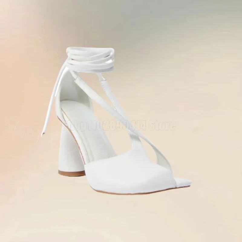 

Pink Flip Flop Strange Style Heels Twine Sandals Lace Up Women Shoes Novel Fashion Party Banquet Dating 2026 Zapatos Para Mujere
