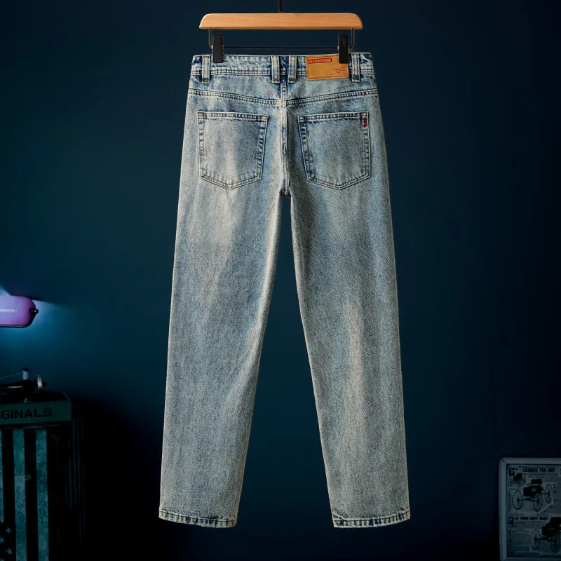 

Men's jeans retro washed simple and versatile fashion urban business men's clothing loose straight leg autumn pants