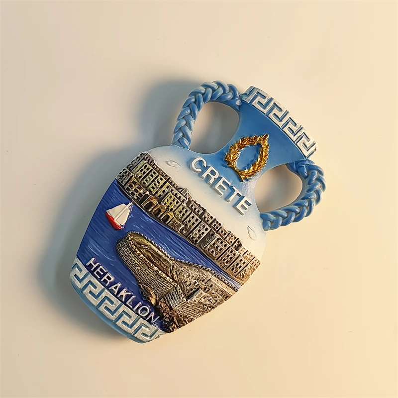 اليونان، جزيرة الخرسانة، العراقليون، إبريق الشاي الكلاسيكي، مجسمة ثلاثية الأبعاد، هدايا تذكارية للسياحة، لوحة من الراتنج، مغناطيس الثلاجة ﻿