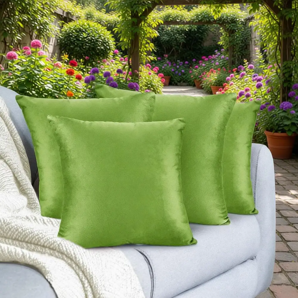 

Velvet Euro Pillow Covers, 26x26 Inches, Set of 4, Garden Green Decorative Couch Pillowcases for Sofa, Bed, and Car