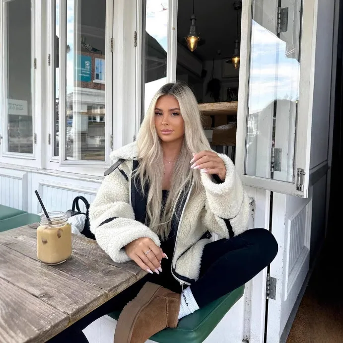 2026 Women's Oversized Collar Shearling Coat - Faux Fur Motorcycle | Thickened Warm Daily Hot-Selling Windproof Jacket