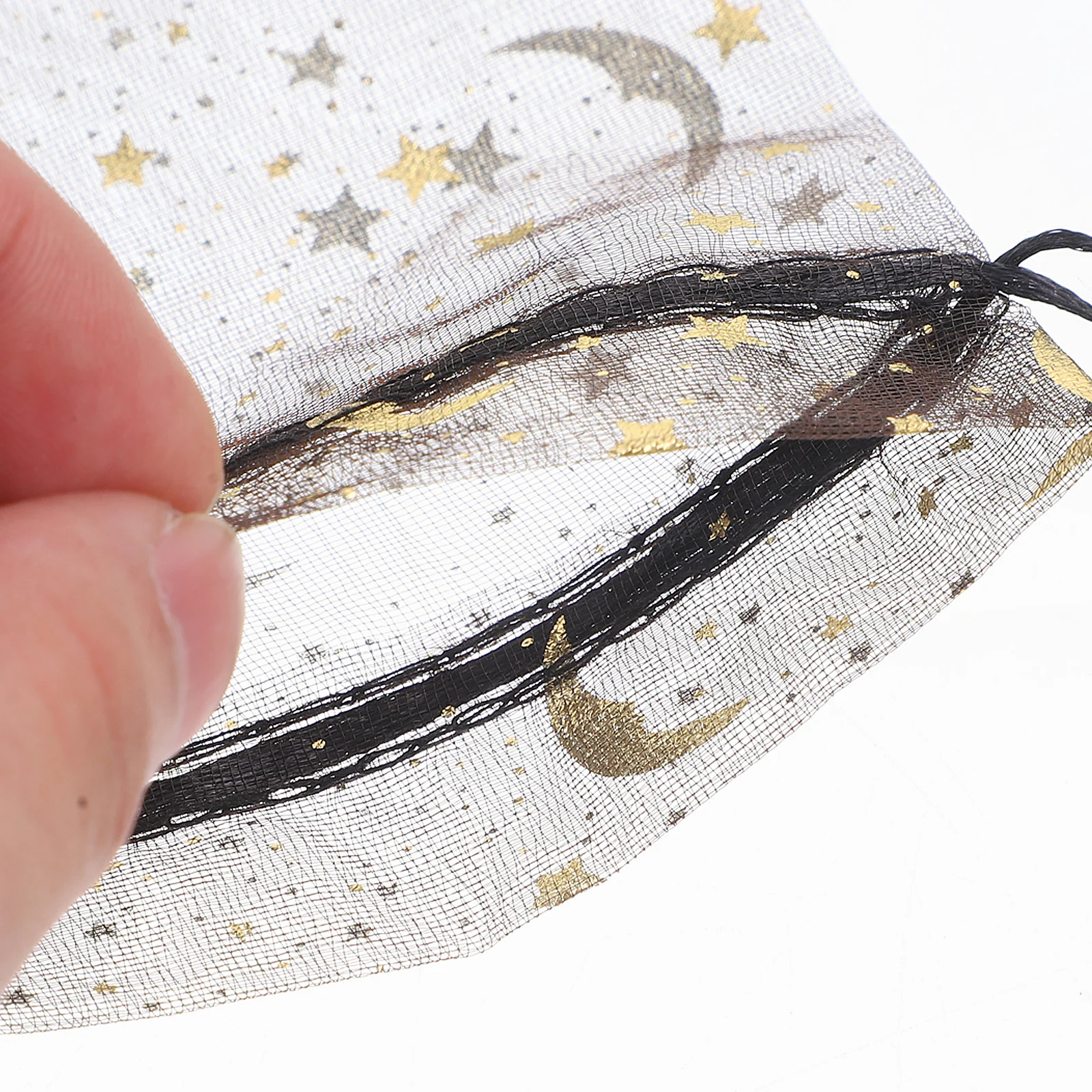 

50 pcs Stars Moon Mesh Bags 10x15cm Black Ribbon Drawstring Candy Aromatherapy Jewelry Storage Travel ganizer Pouch Small Bag