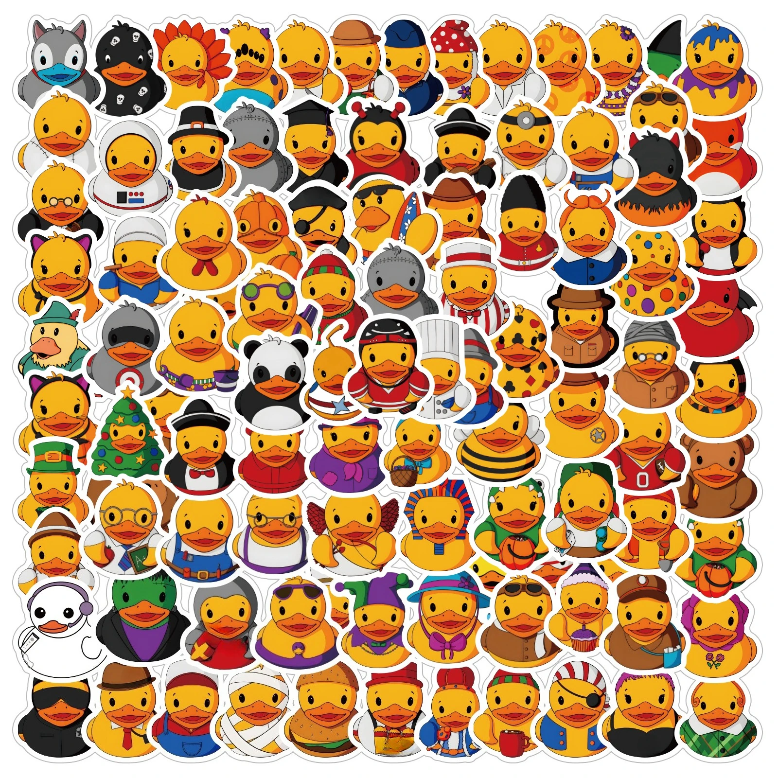100 pegatinas estéticas de pato de goma para funda de teléfono, portátil, maleta, monopatín, pegatinas estéticas DIY