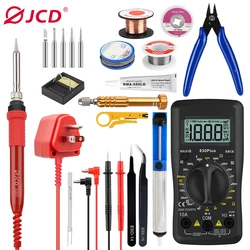 JCD 908 Adjustable temperature Electric Soldering iron 60W 220V/110V welding repair kit with multimeter