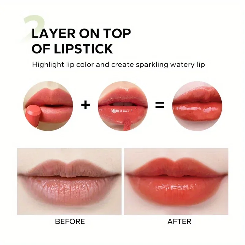 Hydrating & Plumping Jelly Lip Balm - 5 Colors, Glossy Finish, Moisturizing with Plant Squalene, Suitable for All Skin Types