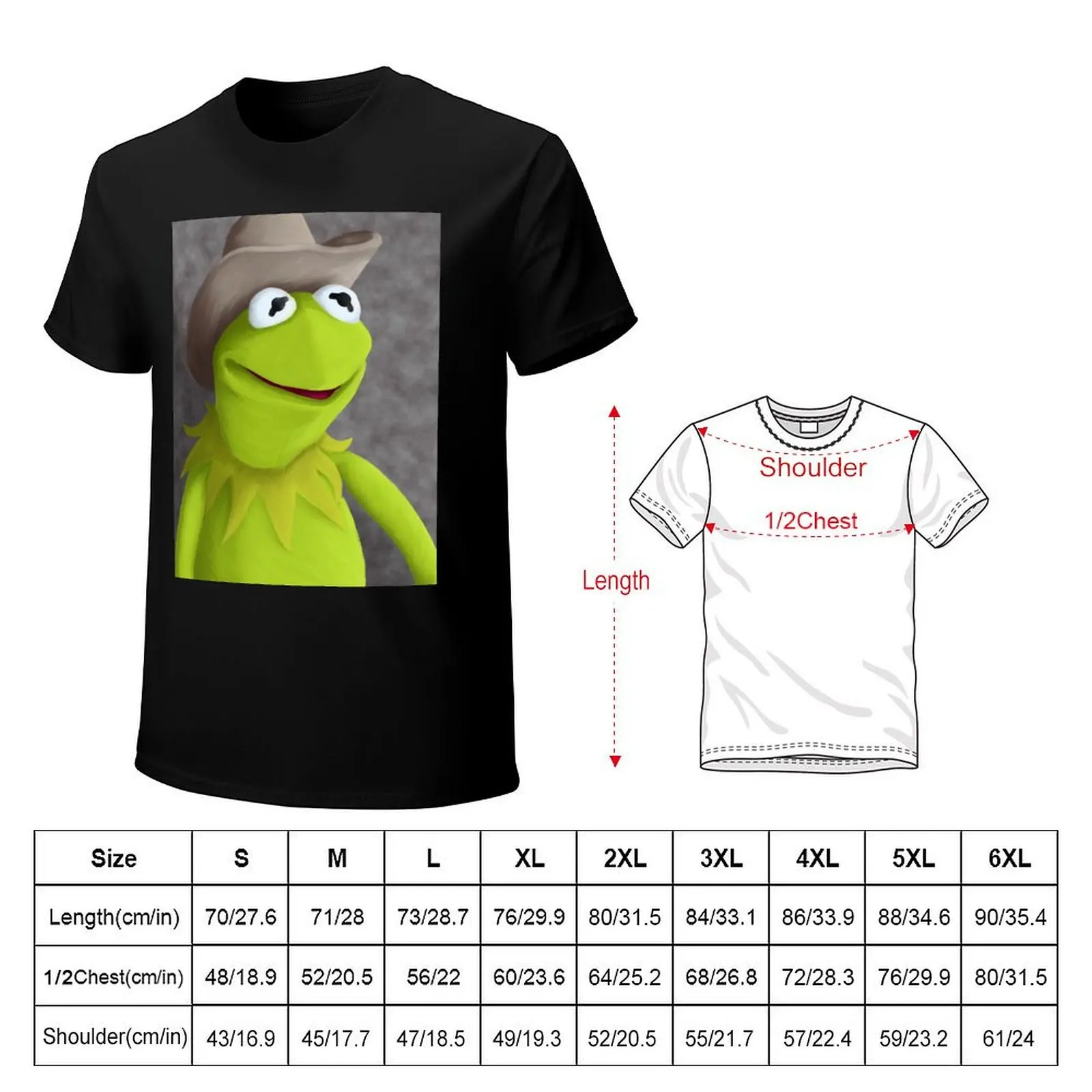 Cowboy Hat Kermit Portrait T-Shirt Casual Minimalist Short Sleeve Top