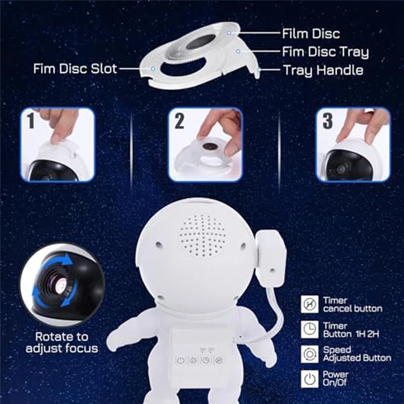 

A75T 4K HD Star проектор Galaxy Light, проектор Galaxy Astronaut для спальни, ночник, подарки для детей и взрослых Durab