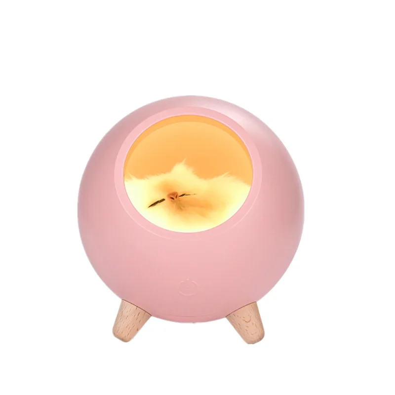 Kawaii Home Decoration Bedroom Cute Kitten House Decor Bedside Sleeping Light Night USB Charging Touch Atmosphere Lamp