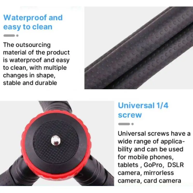 Octopus Tripod For IPhone DSLR Camera Portable Desktop Tripod Mobile Phone Holder Camera With Universal 1/4 Screw Selfie Stick