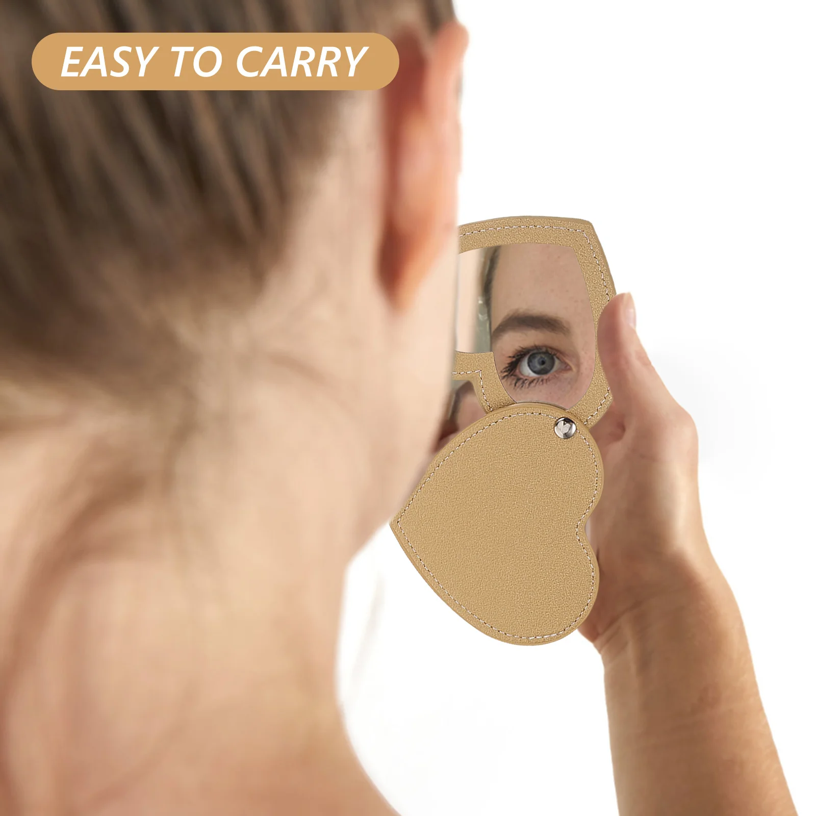 

4pcs Mini Rotatable Heart-Shaped Makeup Stainless Steel Unbreakable Compact Travel Portable Pocket Mirror For Women Girls Small