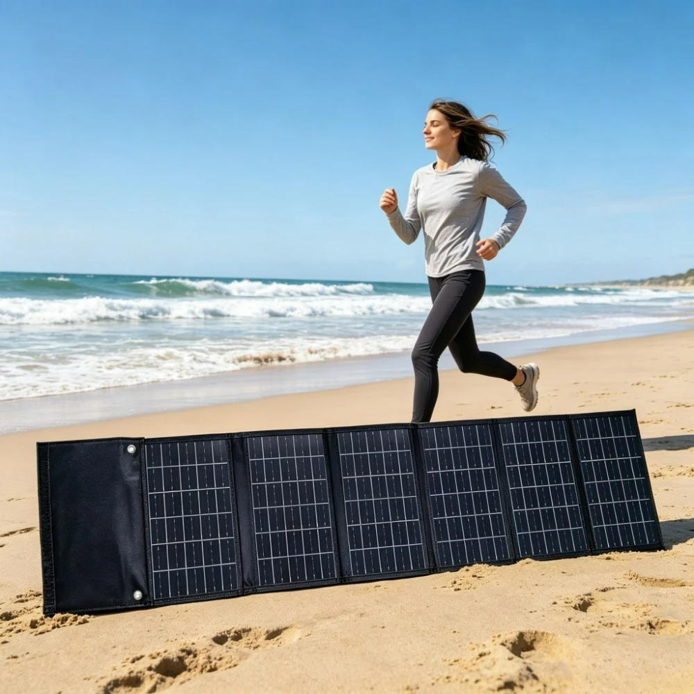 90W 50W Foldable Solar Power Bank Portable Waterproof Solar Charger Dual USB DC Output For Camping Hiking Cycling Fishing Picnic