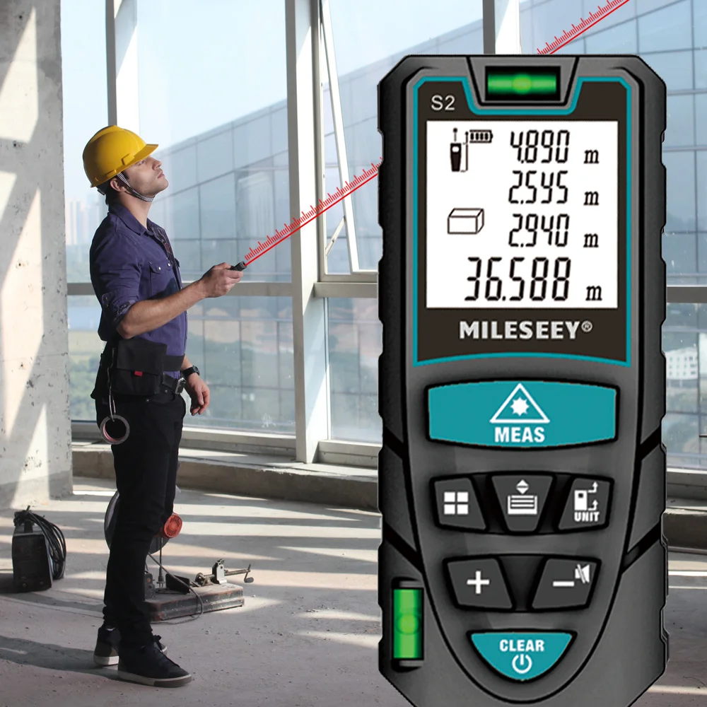 MILESEEY Laser Distance Meter S2 40M 60M 80M 100M 120M Laser Rangefinder,Trenas a Laser with Multi Measurement Function