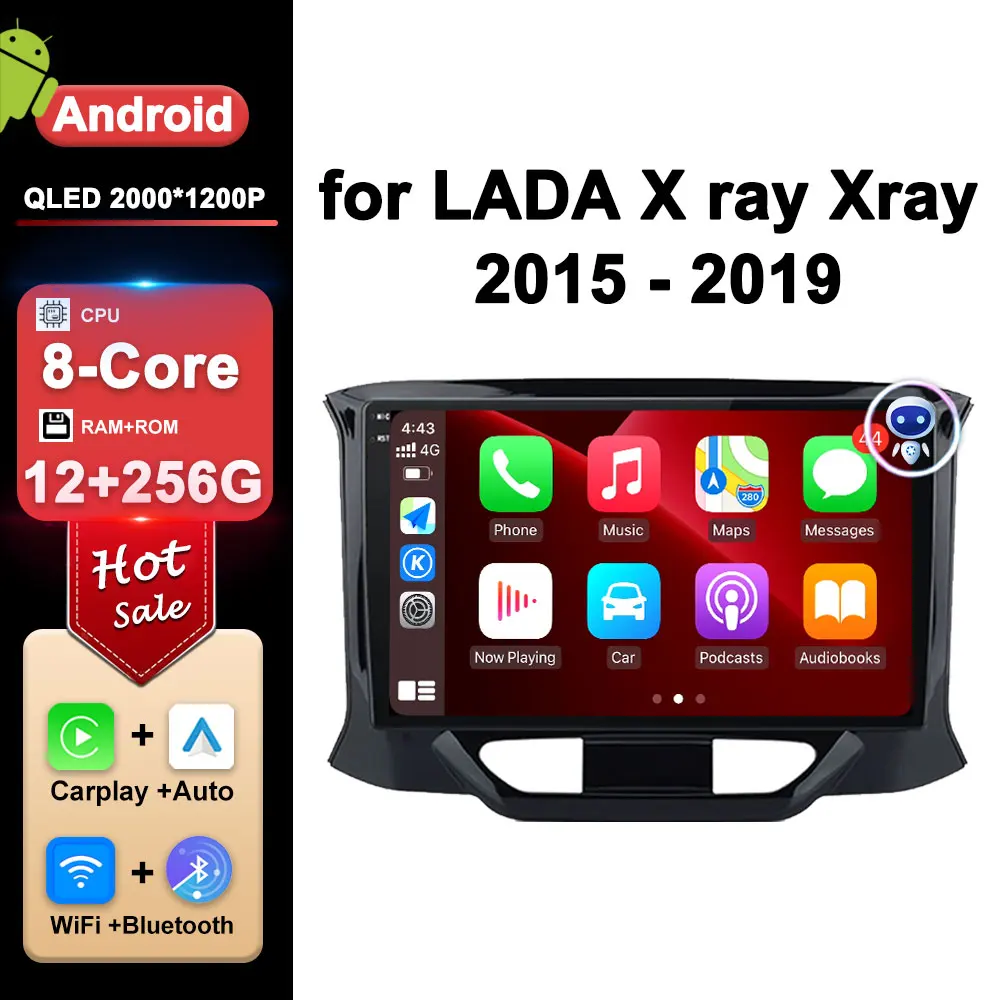 Bluetooth WiFi GPS Navigation Carplay Android System for LADA X ray Xray  2015 - 2019 IPS Screen Car Radio Multimedia player 4G