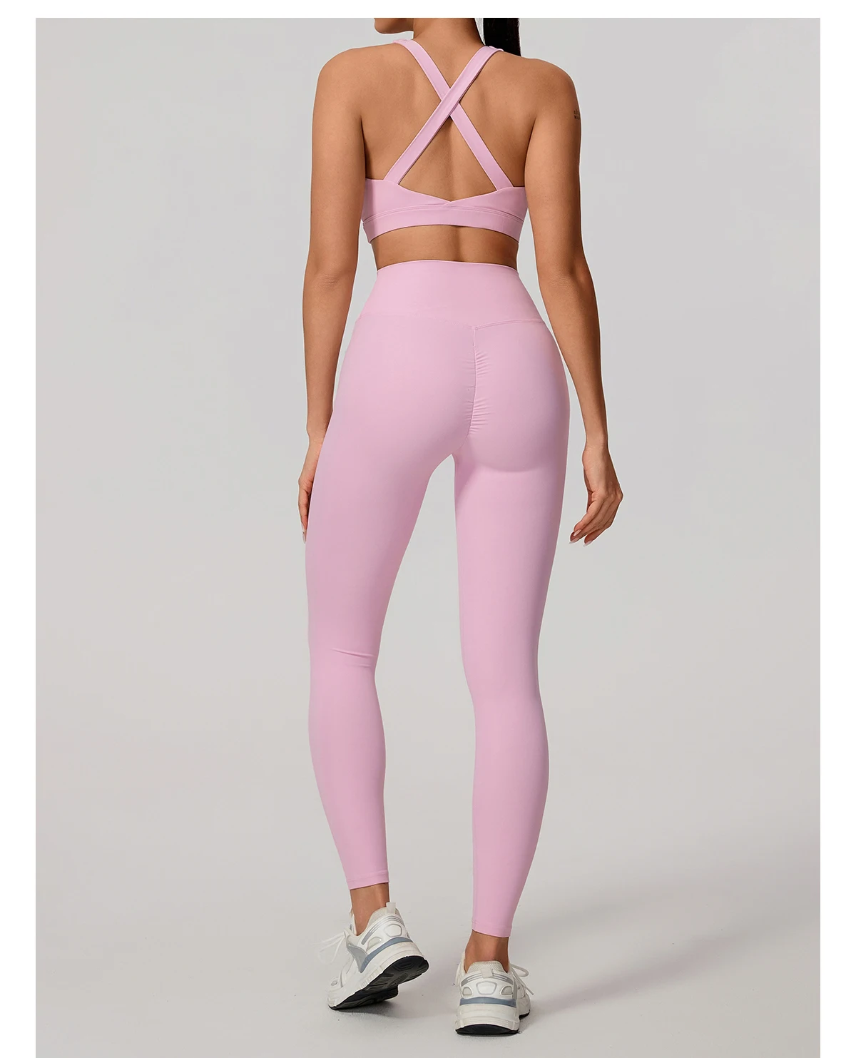 Hearuisavy Damen Yoga-Set mit Rückenfreiem Sport-BH und Hochtaillierter Leggings, 2-teiliges Workout-Outfit für Fitness, Laufen und Training – Detail 19