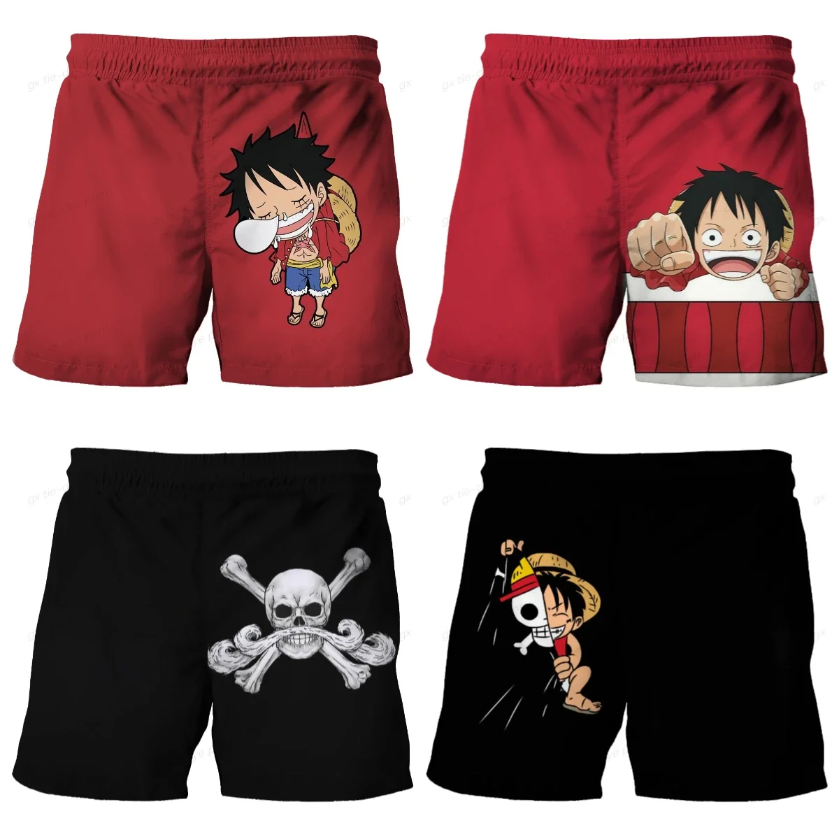 

2025 Summer Hot-selling New 3D Cartoon Printed One-piece Luffy Pants Outdoor Girl Boy Harajuku Breathable Beach Couple Shorts