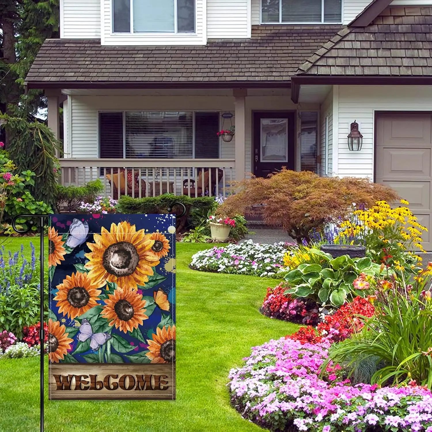 Welcome Sunflower Garden Flag, Hello Spring Summer Yard Outdoor Decor - Welcome Farmhouse Outdoor Decorations - 12 x 18 Inch GGX