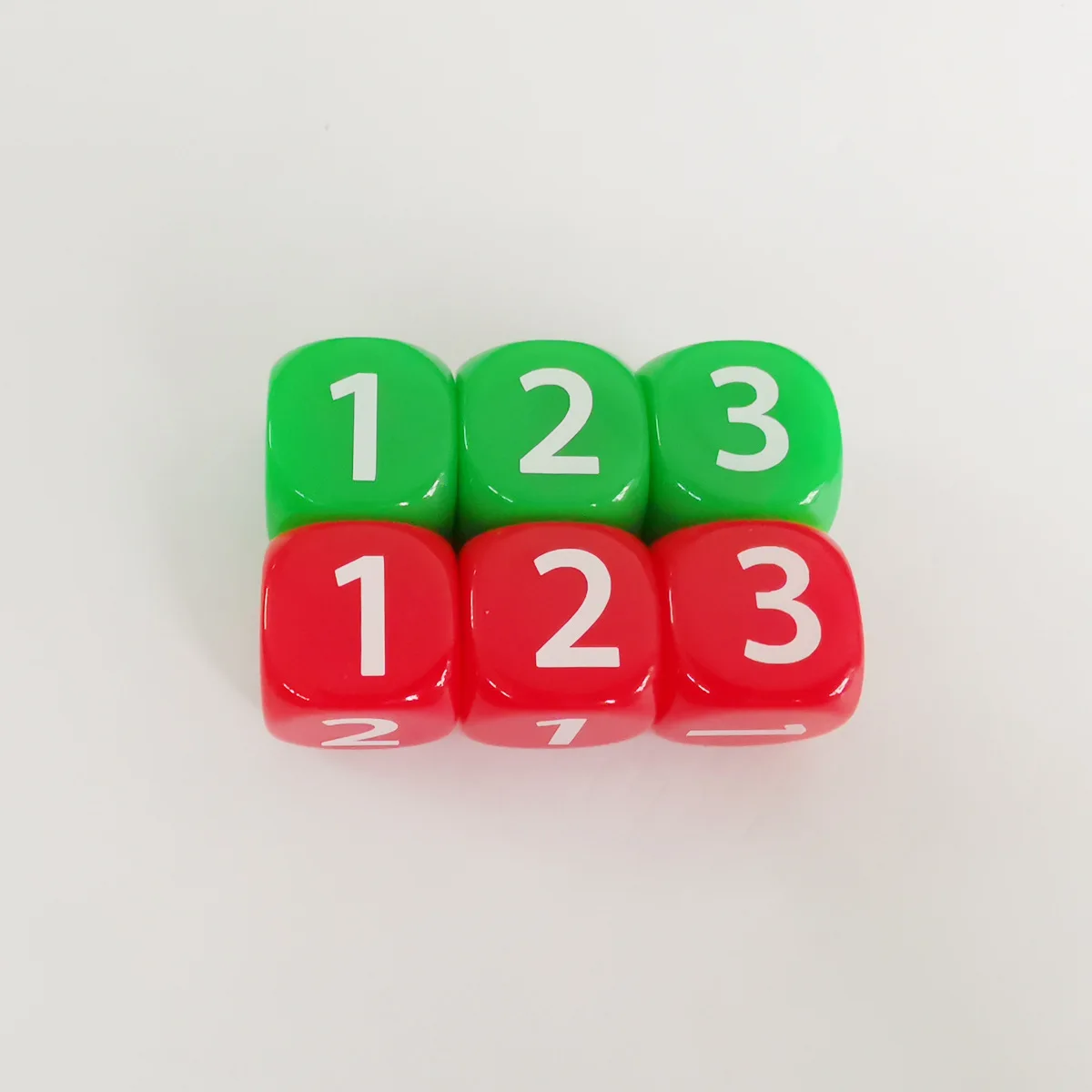 6Pieces Number 1 2 3 1 2 3 D6 14mm Acrylic Dice 6-sides Dices For Board Game Cubes 6 Colors