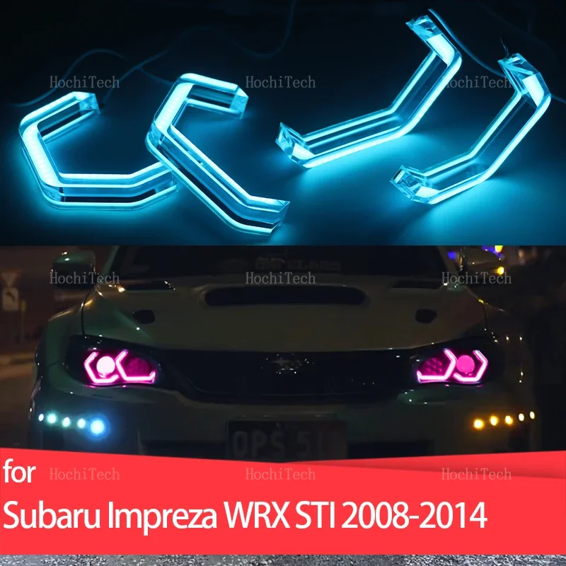 APP Remote Control M4 Style RGB Ring Angel Eyes LED Light Rings for Subaru Impreza WRX STI 2008-2014 Car Accessories