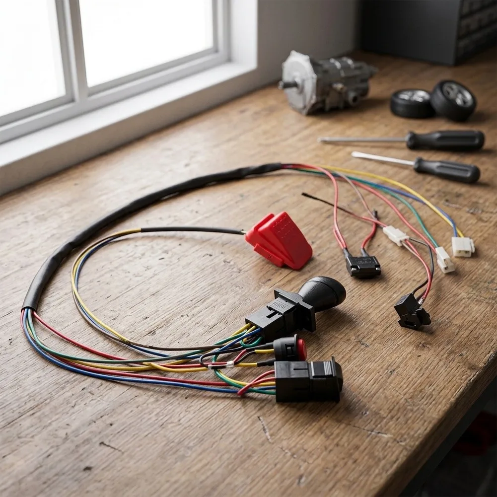 6V 12V DIY Wiring Harness for Ride On Vehicles Electric Conversion Kit with Forward Reverse Stop Gear and 125CM Length