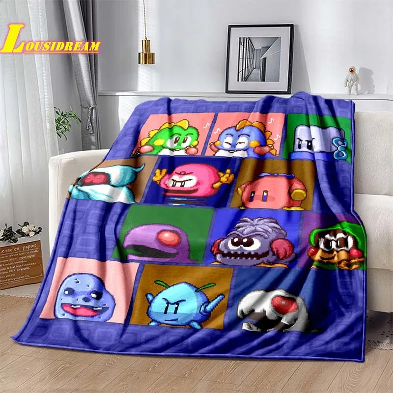 Cartoon Bubble B-Bobble Game 3D Blanket, Soft and Comfortable Throw Blanket, Bedroom Sofa Bed Picnic Travel Office Kids Gift