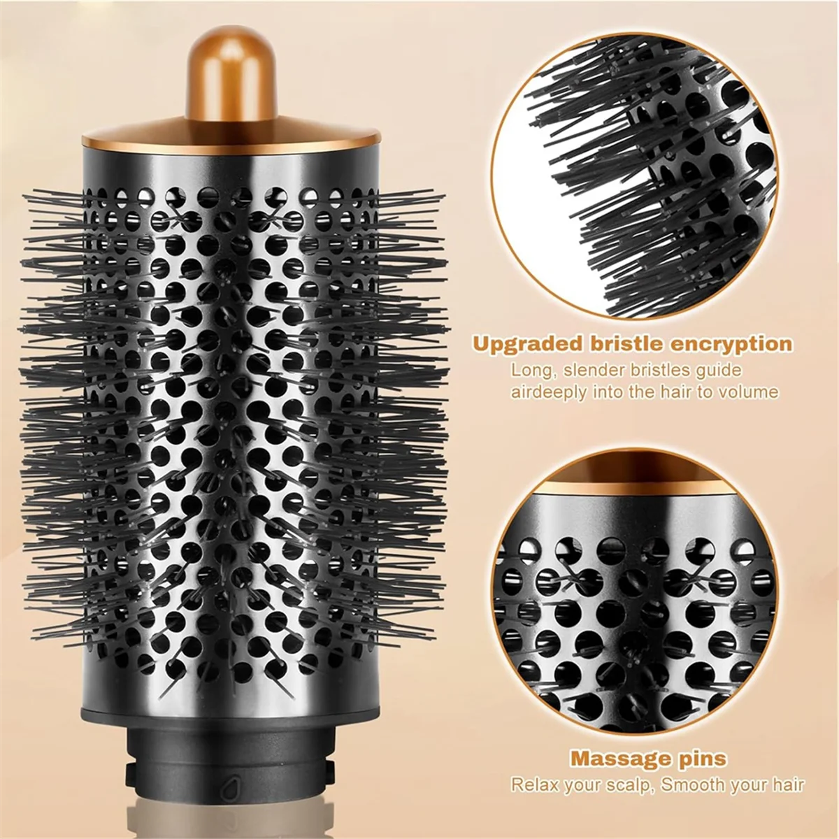 A24R Large Round Volumizing Brush for Dyson Airwrap Hair Dryer Multi-Styler with Adapter Curling Hair Tool,Silver-Gray