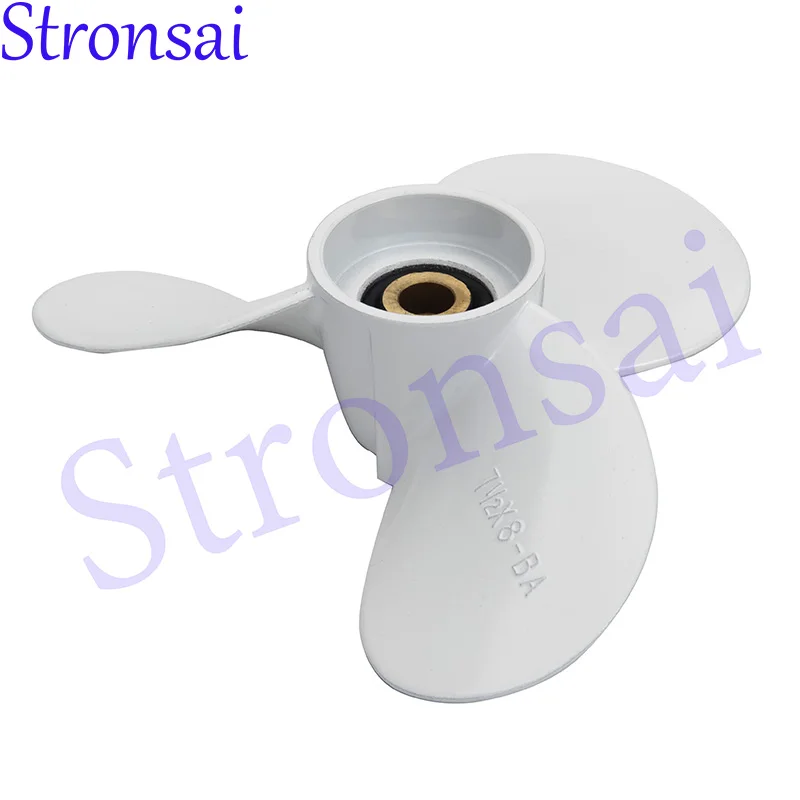 6E0-45941-01-El Aluminum Alloy Propeller for Yamaha 7 1/2X8-Ba For Mariner 4-6Hp Engine 3 Blades 9 Spline Tooth White R Rotation