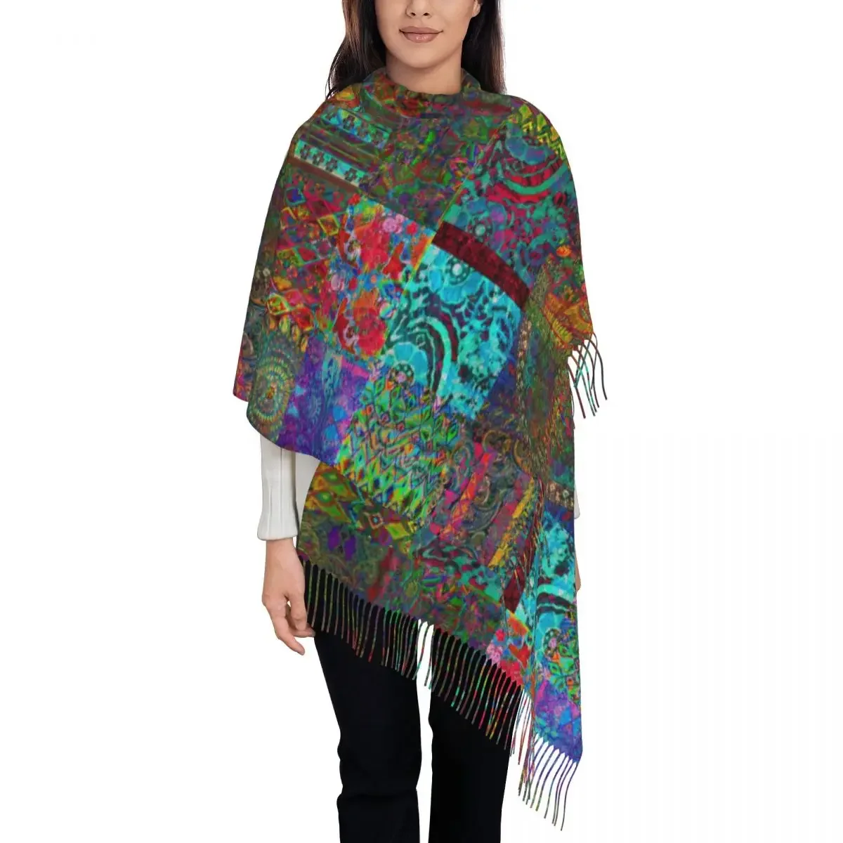 Womens Tassel Scarf Bohemian Wonderland Long Winter Fall Shawl Wrap Daily Wear Cashmere Scarf