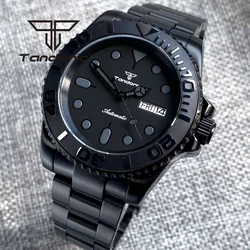 Tandorio Black PVD NH36A 40mm Automatic Wristwatch for Men Ceramic Rotating Bezel Sapphire Glass Week Date Display