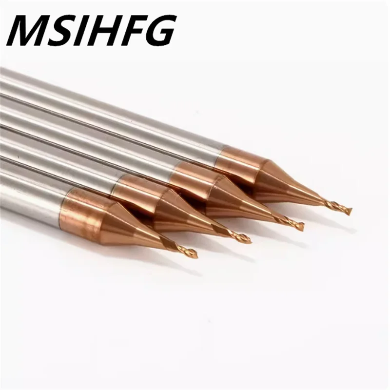 HRC55 Micro 2 Flute End Mill 0.2-0.9mm 4mm Shank Milling Cutter Tungsten Carbide CNC Router Bit TiCN Coated Mini Milling Cutter
