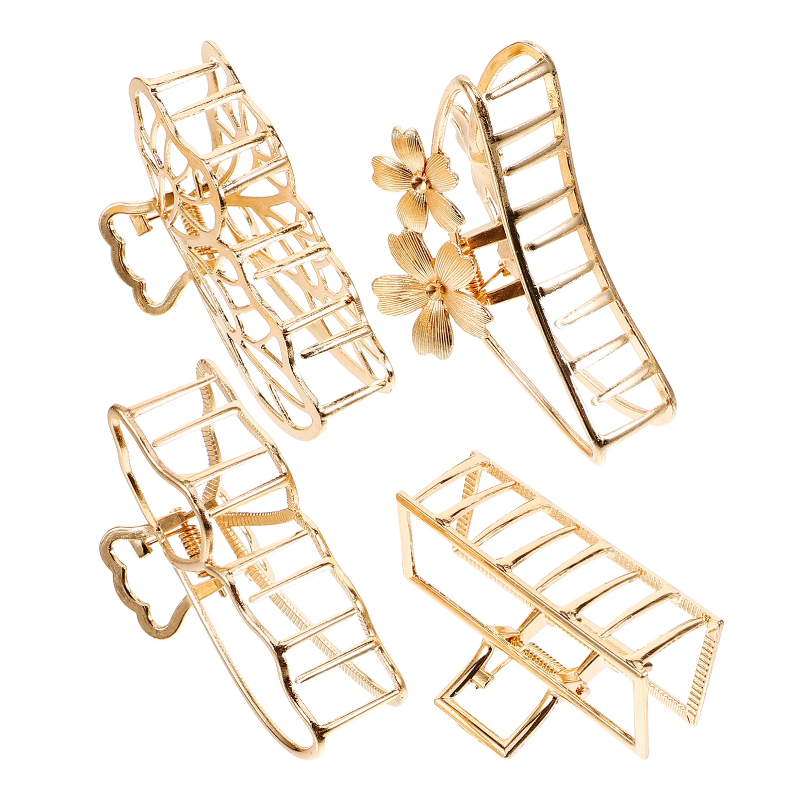 

4 шт., заколки для волос из сплава, прочные металлические зажимы, элегантный полый дизайн, аксессуары для волос для женщин и девочек, металлическая заколка для волос