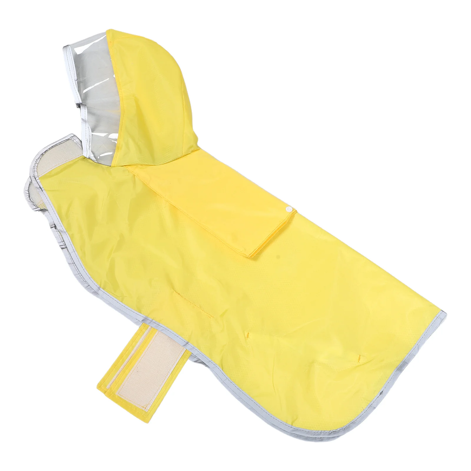 

Pet Raincoat Yellow Waterproof Hooded Reflective Strip Adjustable For Medium Large Dogs Rain Jacket With Leash Hole