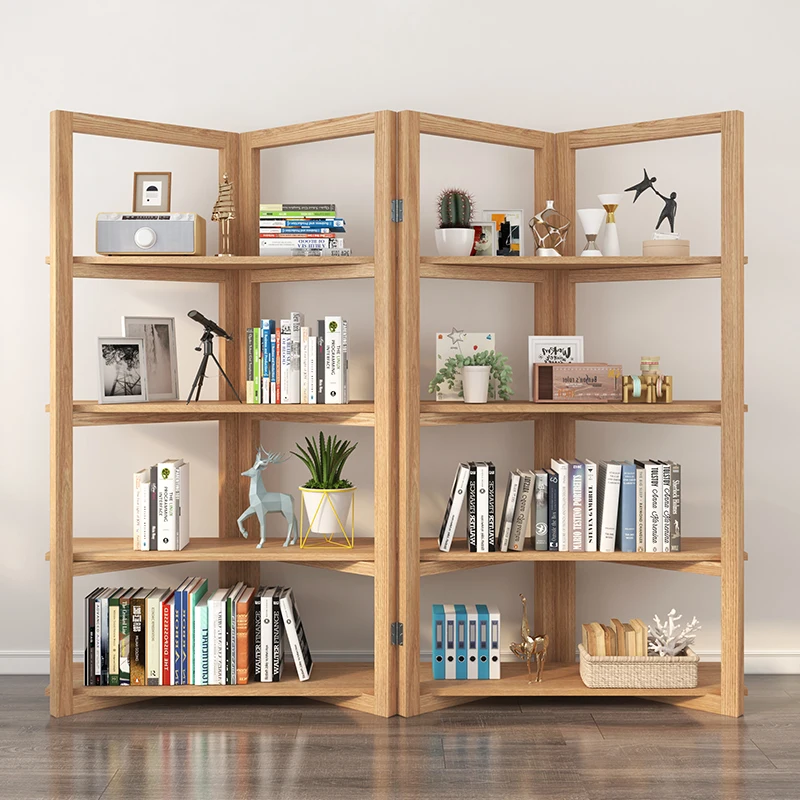 

American Bookshelf Shelf Creative All Solid Wood Screen Living Room Floor Office Partition Bookcase Shelf Display Shelf