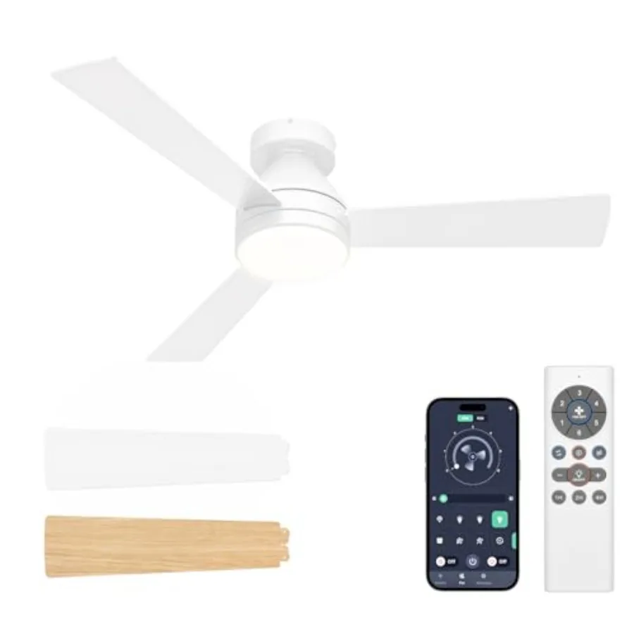

Ceiling Fans with Lights Flush Mount Low Profile Ceiling Fan with Light and Remote Queit and Reversible Motor 3CCT Dimmable Mod
