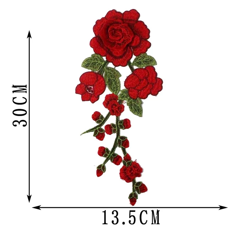 Embroidery Rose Flower Patch Applique Stikers DIY Sewing On Patches Badges For Wedding Evening Dress Clothing Patches