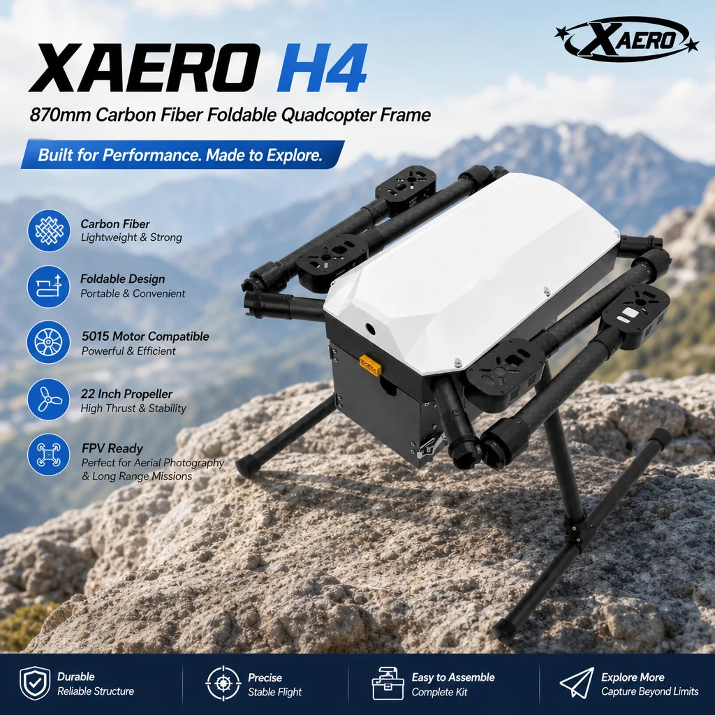 

JMRRC H4 870mm Carbon Fiber Foldable Quadcopter Frame Compatible with 5015 Motor 22inch Propeller FPV Drone Kit