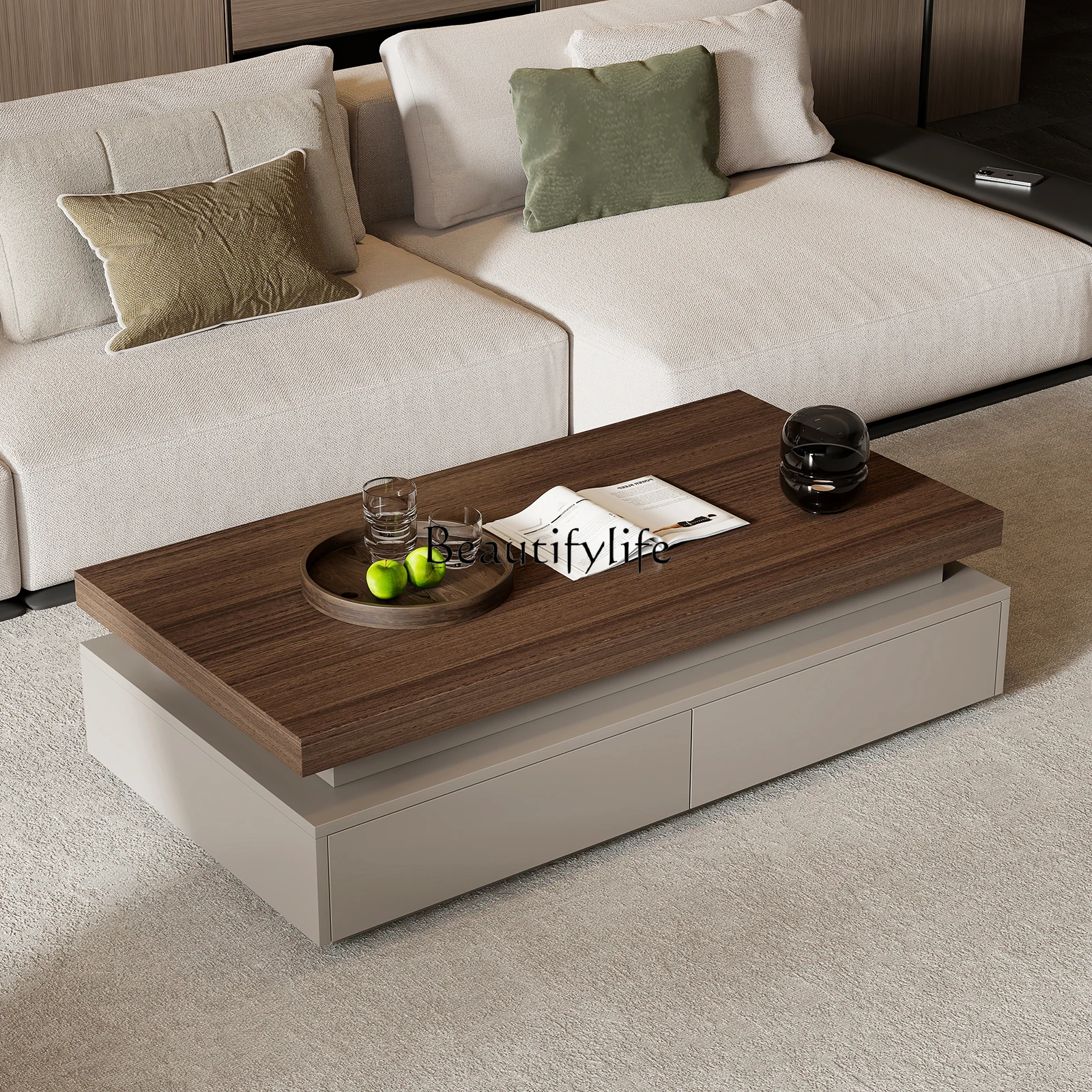 

01 modern simple creative coffee table light luxury high-end tea table solid wood