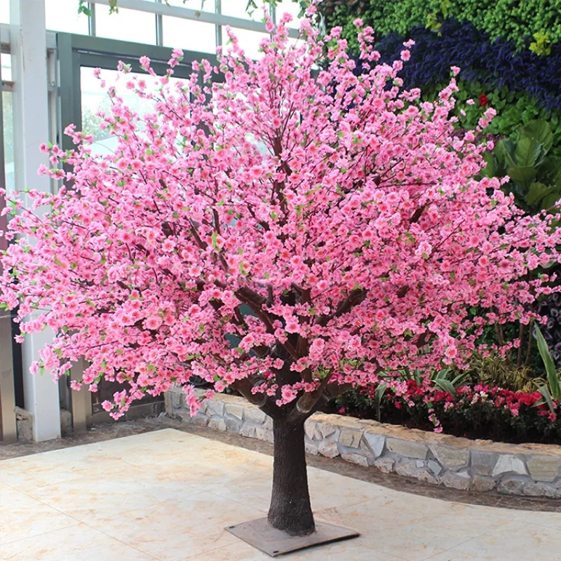 Simulation peach tree cherry tree wishing tree shopping mall setting courtyard landscaping fake flower tree landing large green