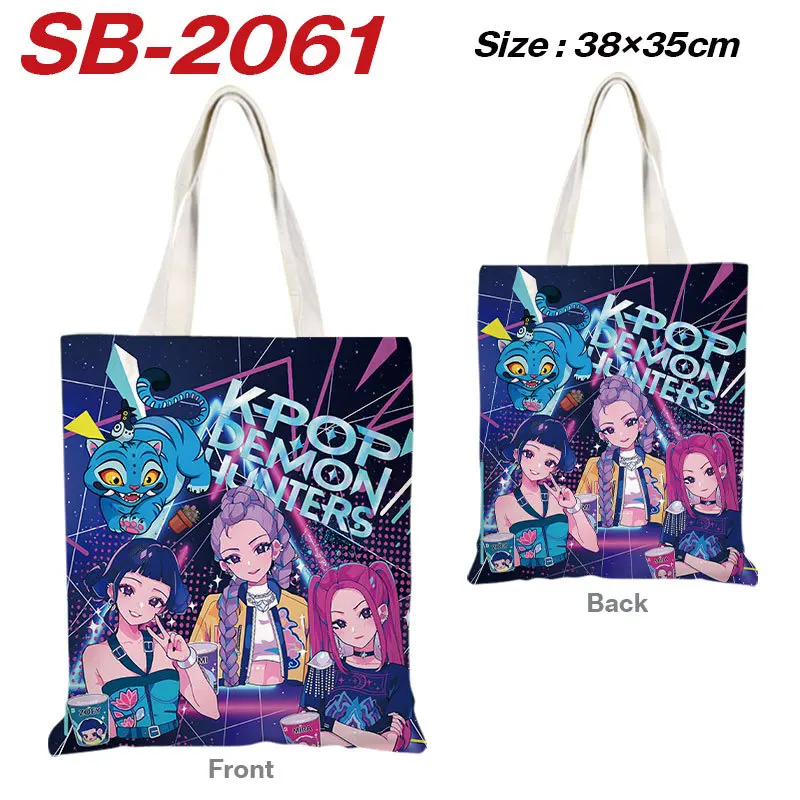 K-Pop Demon Hunters Toy Anime Kpop Girl Group Rumi Zoey Mira Figures Canvas Bag Student Shopping Single-Shoulder Bag Xmas Gift